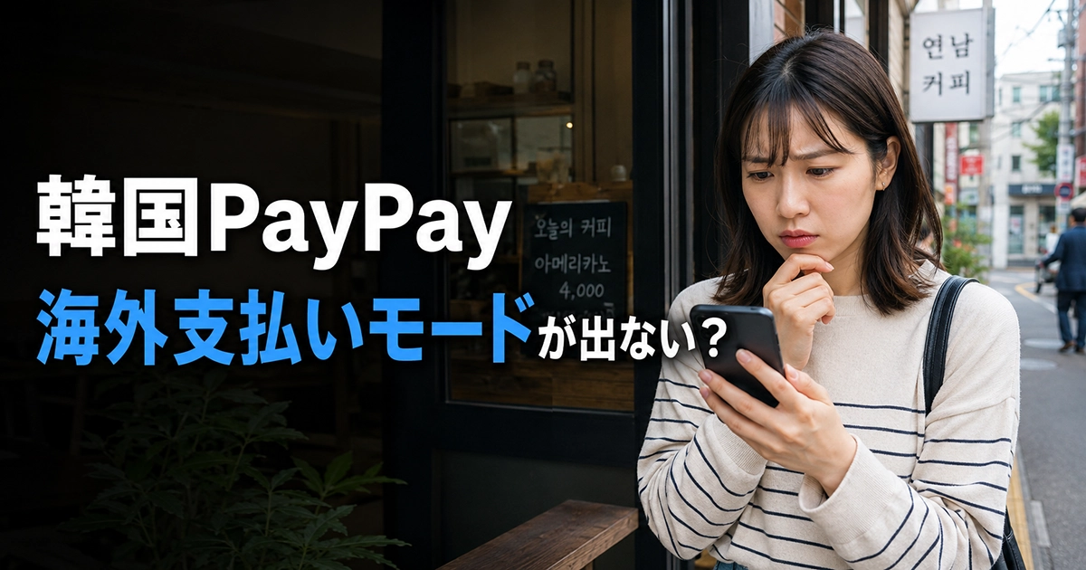 韓国の店舗でスマホの決済画面を確認する旅行者
