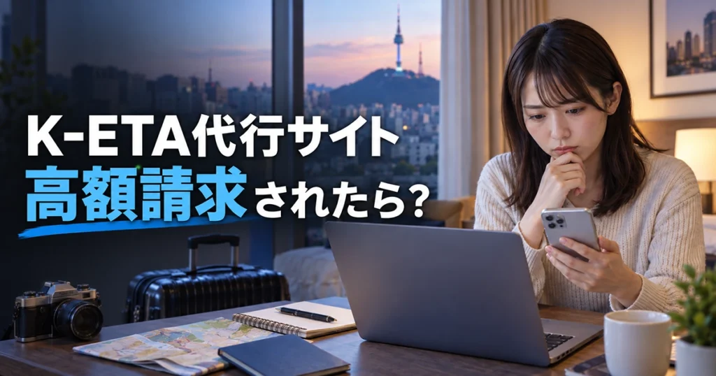 K-ETA申請後のカード請求額を確認する旅行者