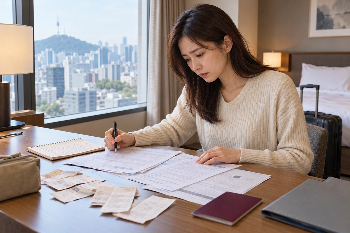 盗難被害の保険請求に必要な書類を整理する様子